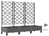 Garden Planter with Irrigation&Wheels 3 pcs Light Grey PP 3423089