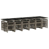 17 Piece Garden Dining Set with Cushions Grey Poly Rattan 3211004