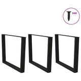 Dining Table Legs V-Shape 3 pcs Black 100x cm Steel 4012672