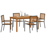Garden Dining Set 5 pcs Black Solid Acacia Wood 3365517