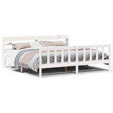 Bed Frame without Mattress White 200x200 cm Solid Wood Pine 3306589
