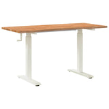 Desk White and Light Brown 140 x 60 cm Solid Oak Wood 3426548