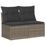 2 Piece Garden Sofa Set with Cushions Grey Poly Rattan Acacia 3325246
