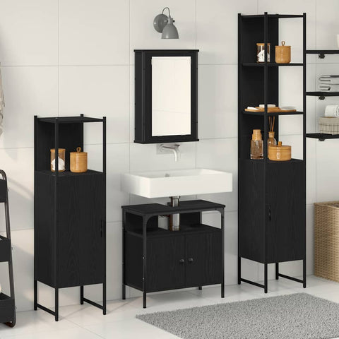 Bathroom Furniture Set 4 pcs Black oak 33 x 33 x 185.5 cm 3334427