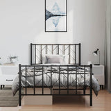 Metal Bed Frame without Mattress with Footboard Black 100x200cm 374450