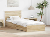 Bed Frame Sonoma Oak and Silver 75 x 190 cm Engineered Wood 3410960
