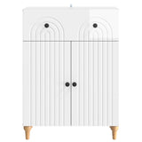 Sideboard High Gloss White 66 x 34.5 x 90 cm Engineered Wood 894179