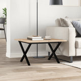 Coffee Table X-Frame 60x60x40 cm Solid Wood Pine and Steel 3282682