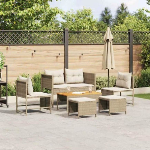 Garden Sofa Set 6 pcs Beige and cream Poly Rattan 4104703