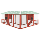 Outdoor Rabbit Hutch with Run Red and White Solid Fir Wood 170875