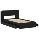 Bed Frame with Storage Black 75 x 190 cm Engineered Wood 3433526