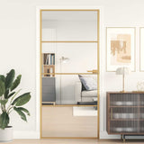Interior Door Slim Golden 93x201.5 cm Tempered Glass and Aluminium 155134