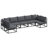 Garden Sofa Set with Cushion 7 pcs Black Aluminium 3378850