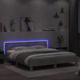 Bed Frame with LED without Mattress Concrete Grey 160x200 cm 3207535
