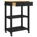 Kitchen Trolley MONZA Black 60 x 40 x 88.5 cm Solid Pine Wood 42027036