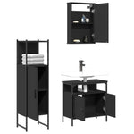 ZNTS 3 Piece Bathroom Furniture Set Black Engineered Wood 3214815