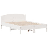 Bed Frame White Solid pine wood, Plywood Double Bed Frame 3216195