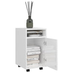 ZNTS Side Cabinet with Wheels High Gloss White 33x38x60 cm Engineered Wood 803053