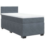ZNTS Box Spring Bed with Mattress Dark Grey 90x200 cm Velvet 3286223