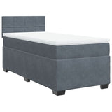 ZNTS Box Spring Bed with Mattress Dark Grey 90x200 cm Velvet 3286223