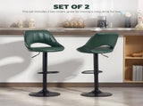 Set of Two Faux Leather Bar Stools - Dark Green T3398P423526