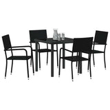 Garden Dining Set with Cushion 5 pcs Black Poly Rattan 3380037