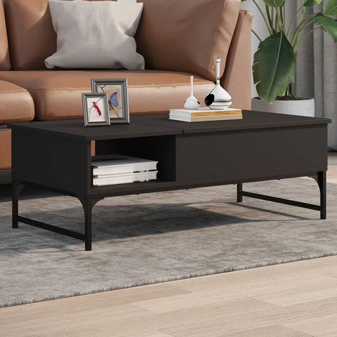 ZNTS Coffee Table Black 100x50x35 cm Engineered Wood and Metal 845391