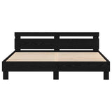 Bed Frame with Headboard Black oak 200 x 200 cm Engineered wood 3333935