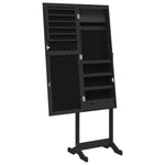 ZNTS Mirror Jewellery Cabinet with LED Lights Free Standing Black 353260