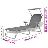 42934 Sun Lounger with Canopy Steel Grey