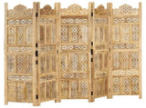 Hand carved 5-Panel Room Divider 200x165 cm Solid Mango Wood 285317