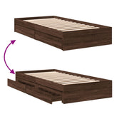 Bed Frame with Drawers without Mattress Brown Oak 75x190 cm Small Single 3280719