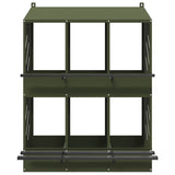 Chicken Nesting Box with 6 Compartments Olive Green Metal 864351