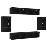 TV Cabinet Set Wall-mounted 8 pcs Black oak Engineered wood 3334388
