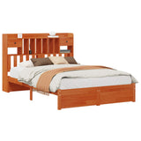 Bookcase Bed Frame with Headboard with Drawer Solid Pine Wood 3423797