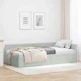 Corner Bed Frame Light Grey 90 cm x 200 cm Velvet 42016081