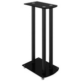 Speaker Stands 2 pcs Black Tempered Glass 3 Pillars Design 51804