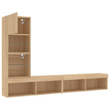 4 Piece TV Wall Units with LED Sonoma Oak Engineered Wood 3216642