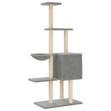 Cat Tree with Sisal Scratching Posts Light Grey 145 cm 172095