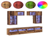 TV Wall Units Wall-mounted 6 pcs Black Oak Engineered Wood 3402788