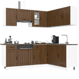 11 Piece Kitchen Cabinet Set Kalmar Brown Oak Engineered Wood 3314948