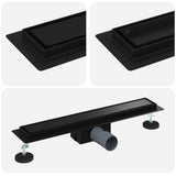2 in 1 Shower Drain Black 50 cm Stainless Steel 304 42015943