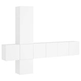 5 Piece TV Wall Units White Engineered Wood 3216457
