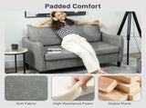 Faux Leather Marble-Effect Two-Seater Sofa - Grey T3398P424867