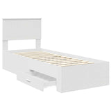 Bed Frame White and Silver 75 x 190 cm Engineered Wood 3410958