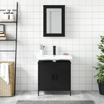 ZNTS 2 Piece Bathroom Furniture Set Black Engineered Wood 3214780
