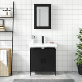 ZNTS 2 Piece Bathroom Furniture Set Black Engineered Wood 3214780