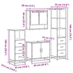 ZNTS 4 Piece Bathroom Furniture Set Black Engineered Wood 3301275