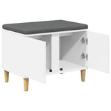 Hall Bench White 60 x 38 x 46 cm Engineered Wood and Fabric 891520