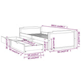 Bed Frame Dark Grey Solid Pine Wood Single Bed Frame 322163